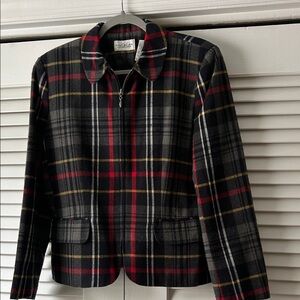 Pendleton Plaid Blazer - Black, Red, Yellow